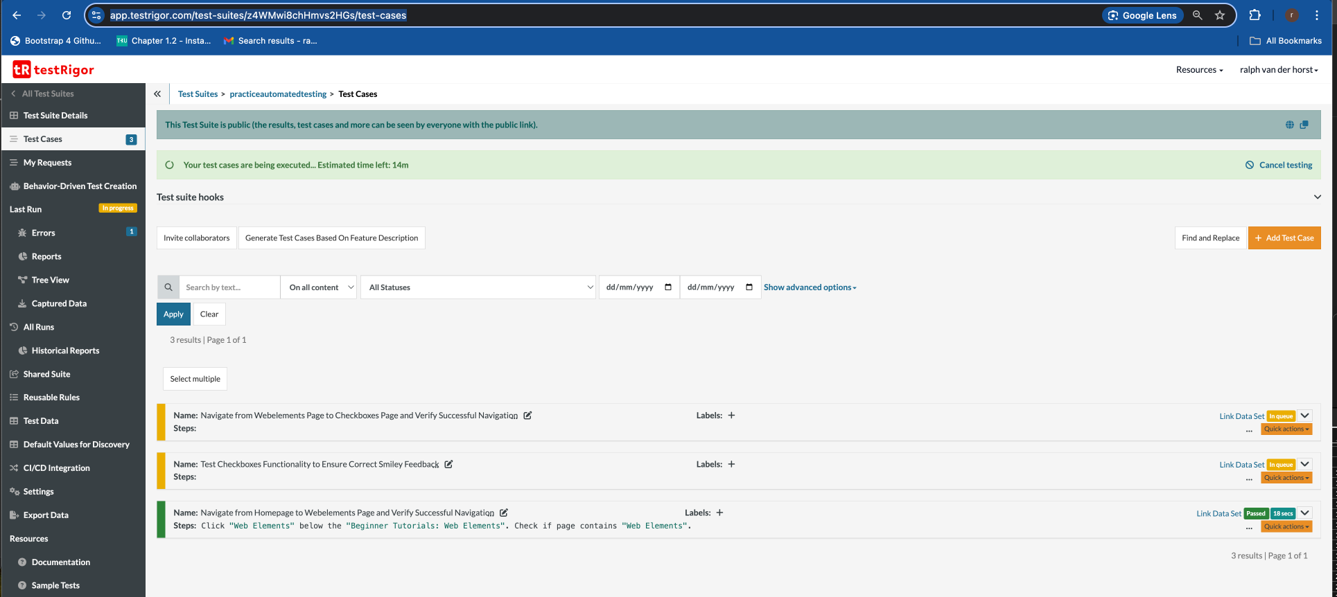 Step 4 - edit testrigor testcase based on english language